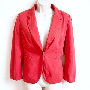 Outback Red 3/4 Sleeve Casual Blazer Jacket Coral Pink Single Breasted Small